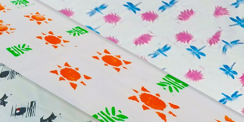 three fabric prints side by side