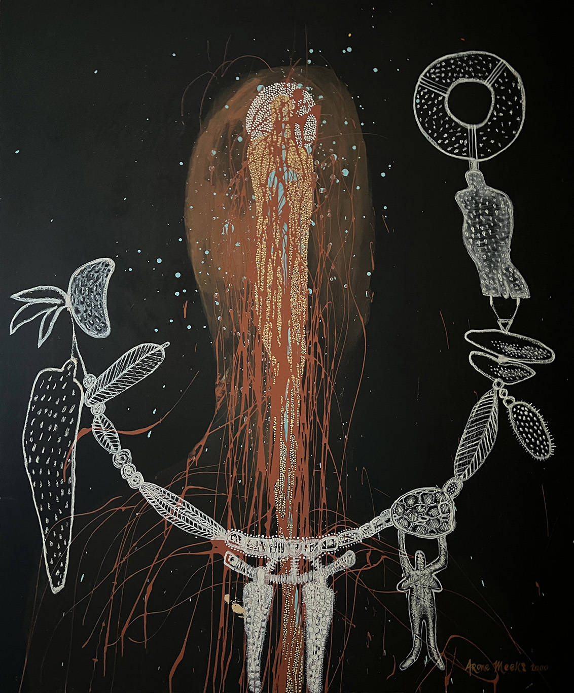 ARONE MEEKS | Auto portrait with fetish neckpiece | 2000 | mixed media on canvas | H1205 x W1000 mm